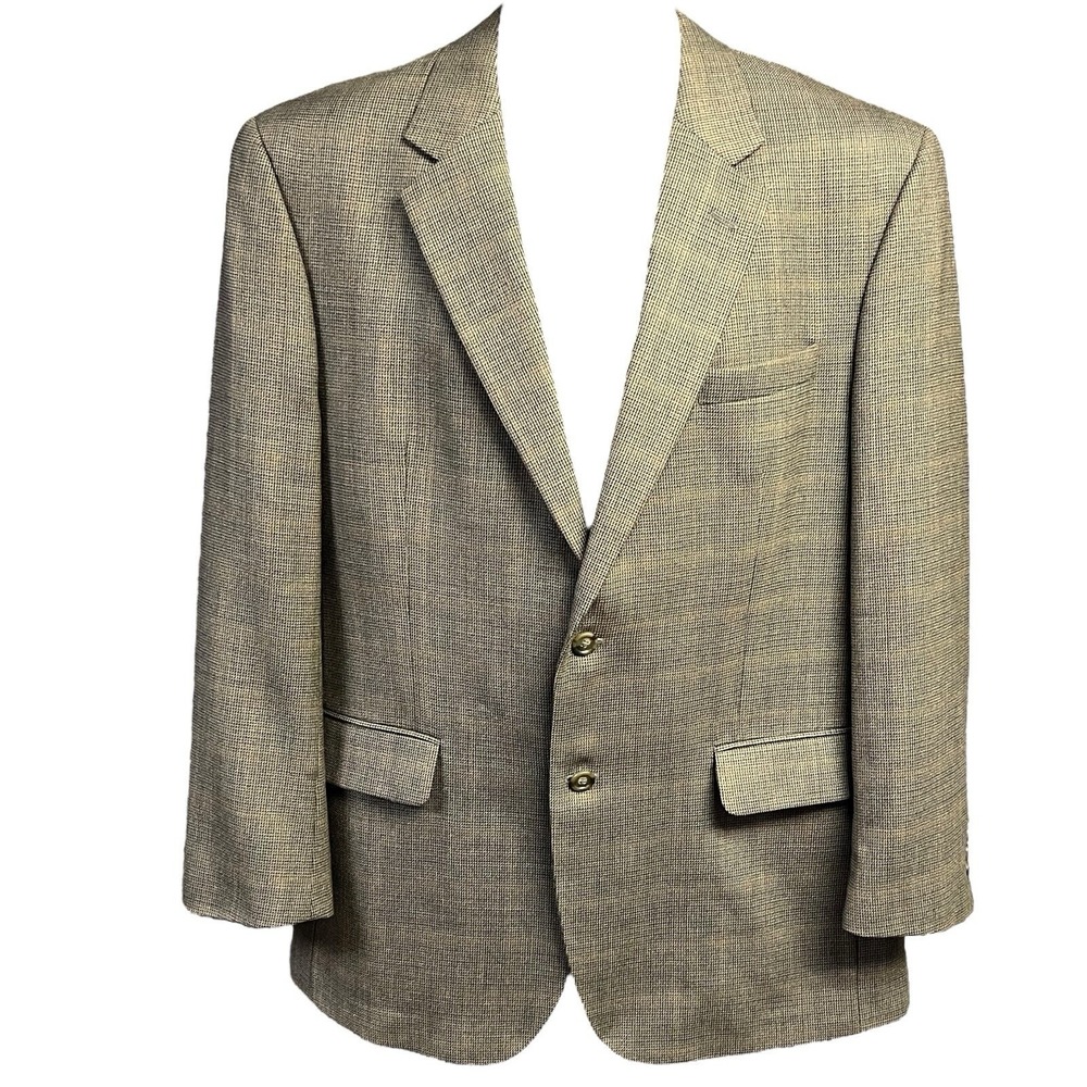 Jos A Bank Jacket 43R Brown Houndstooth Single Breasted Classic Dapper Wool